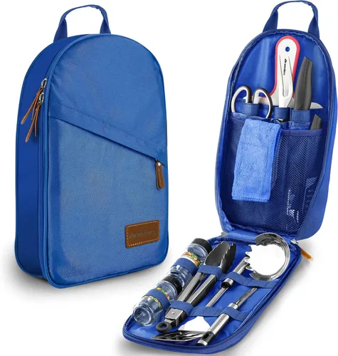 Juego de utensilios de cocina para campamento, organizador de viaje, accesorios de parrilla, equipo compacto portátil para mochileros, barbacoa, 12