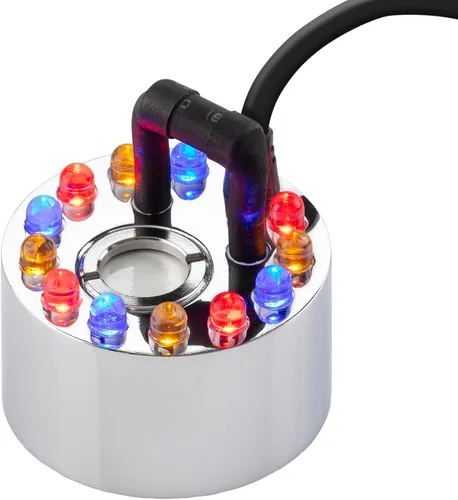 Alpine Corporation Nebulizador de un solo estanque con anillo flotante y 12 luces LED con transformador accesorio de decoración al aire libre