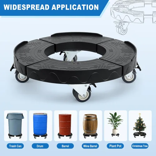 Miniatura 6 de W B D WEIBIDA Papelera con ruedas ajustables de 15 a 19 pulgadas, rodillo redondo con 4 ruedas, carrito de tambor, resistente, 440 libras, carrito