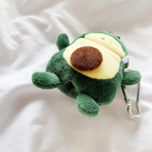 Miniatura 2 de Funda peluda SGVAHY para AirPods 1 y 2, diseño divertido de dibujos animados en 3D, diseño de aguacate verde suave y cálido, funda esponjosa