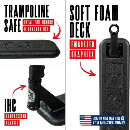 Miniatura 3 de Patinete de Trampolín Pro Madd Gear para Trucos – Tubo de Dirección Real, T-Bar Pro, Plataforma de Espuma – Práctica de Acrobacias Interior y Negro