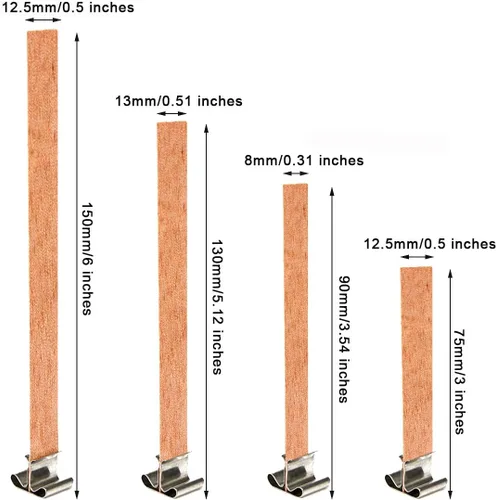 Miniatura 2 de Simoda 60 mechas de madera para velas con soporte de hierro, núcleos de velas, mecha natural respetuosa con el medio ambiente para hacer velas y 60