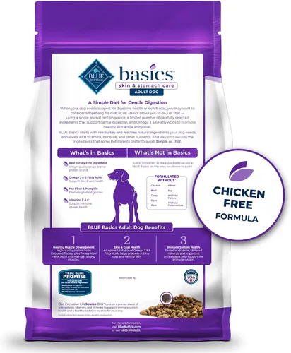 Miniatura 2 de Blue Buffalo Basics Alimento seco para perros adultos, cuidado de la piel y el estómago, dieta de ingredientes limitados para perros, receta