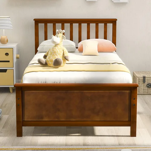 Miniatura 3 de Twin Bed, Premium Platform Bed Frame with Strong Wood Slat Support, Easy Assembly, No Box Spring Needed (Walnut)