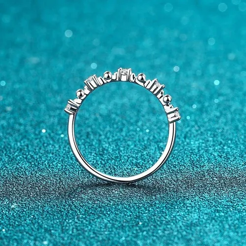 Miniatura 2 de StarGems 0.075ct Moissanite 925 Silver Platinum Plated Band Ring HB4468