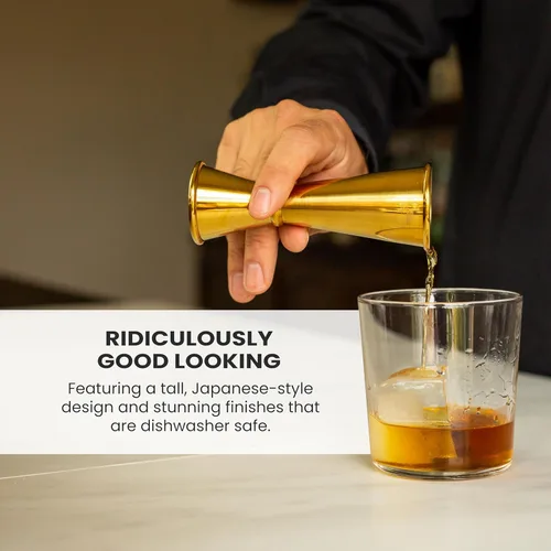 Miniatura 5 de A Bar Above Jigger japonés de alta calidad con 8 medidas en el interior, profesional y resistente de acero inoxidable 304 doble jigger