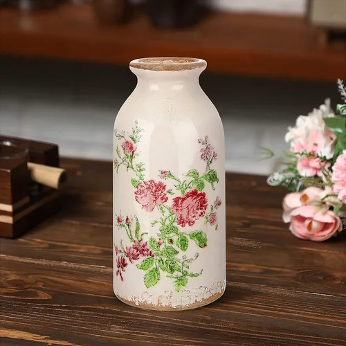 Miniatura 10 de Jarrón pequeño de cerámica rústico para casa de campo, jarrones bohemios, decoración del hogar para tu cocina, dormitorio, oficina, baño y estante