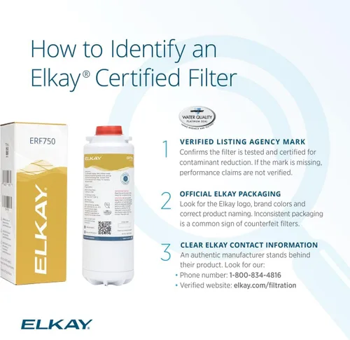 Miniatura 3 de Elkay Genuino ERF750 WaterSentry plomo + microplásticos NSF/ANSI certificado residencial filtro residencial (ezH2O Liv y grifo filtrado)