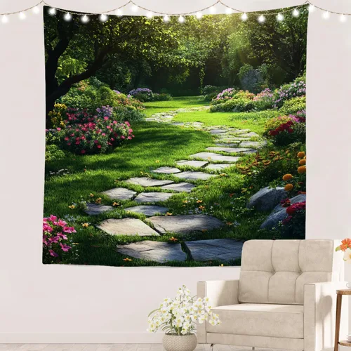 Miniatura 60 de Batmerry Abstract Repeat Polyester Tapestry, Tiled Directional Lightweight Wall Hanging High-Definition Print Backdrop For Dorm Room Bedroom Living
