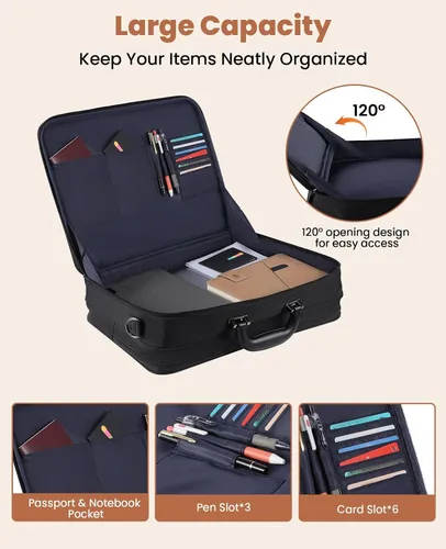 Miniatura 4 de Jetviivid Maletín para laptop para hombres de 15.6 a 16 pulgadas, bolsa ligera de fijación, bolsa de trabajo de negocios, funda de transporte