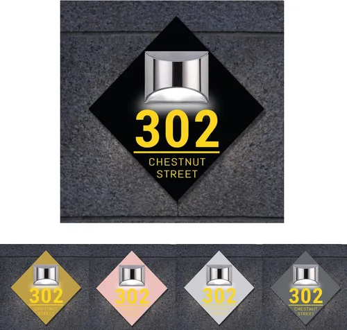 Miniatura 22 de Placa solar personalizada con números de casa, placa LED moderna para puerta, letrero acrílico para casa de jardín, montaje en la pared para casa