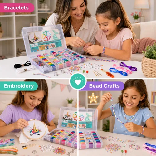 Miniatura 3 de Athena's - Juego de 200 pulseras de la amistad, kit de fabricación de pulseras con caja organizadora, incluye 100 piezas de hilo de hilo de hilo