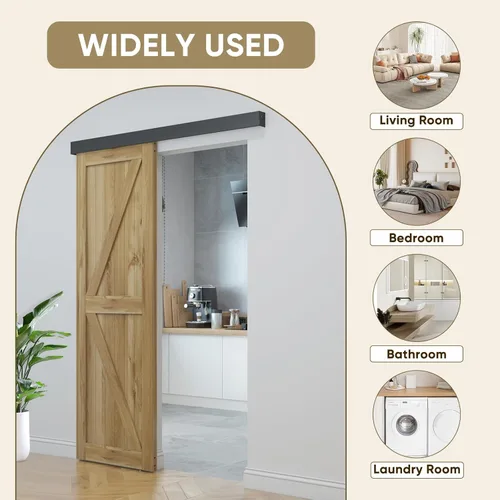 Miniatura 5 de JUBEST Kit de rieles de hardware para puerta corredera de granero de 5 pies, hardware de riel de caja de aleación de aluminio para puerta de madera