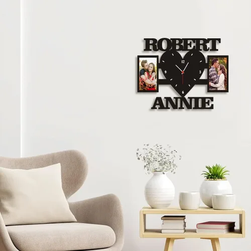 Miniatura 3 de Marco de fotos para parejas, reloj de pared personalizado con nombre de foto, sala de estar, dormitorio, collage para colgar en la pared, foto
