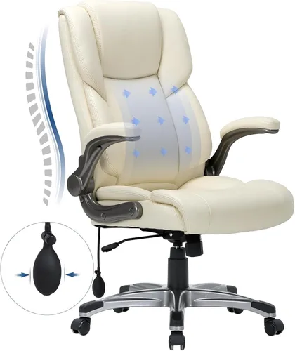 Miniatura 14 de COLAMY Silla Ergonómica de Oficina Ejecutiva con Cuero Sintético Grueso, Reposabrazos Abatibles, Respaldo Alto Ajustable en Altura e Inclinación