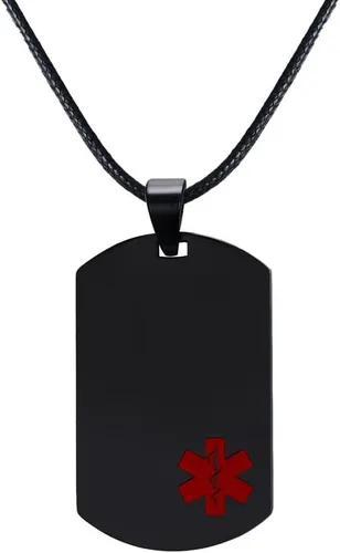 Miniatura 57 de VNOX Collar con colgante personalizado de acero inoxidable con grabado personalizado para identificación de alerta médica de emergencia para hombres
