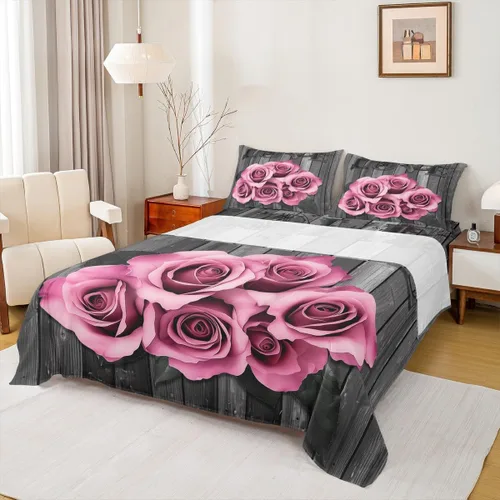 Miniatura 30 de Erosebridal Juego de sábanas de rosas rojas, tamaño individual, color rojo y negro, para niñas, mujeres, hombres, parejas, romántico, floral