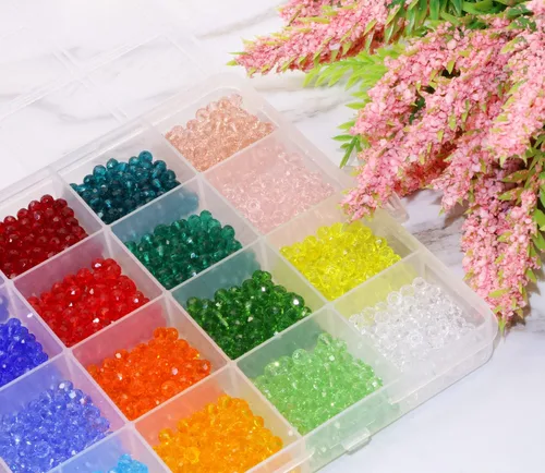 Miniatura 3 de Shapenty 24 colores pequeños Briolette facetados Rondelle Cuentas de cristal a granel para pulseras, collares, aretes, joyería, manualidades