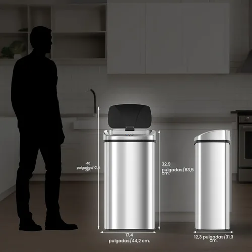 Miniatura 6 de iTouchless - Cubo de basura con sensor de 91 l / 24 galones 2.0 para cocina con tapa, recipiente de reciclaje automático sin contacto de acero Plata