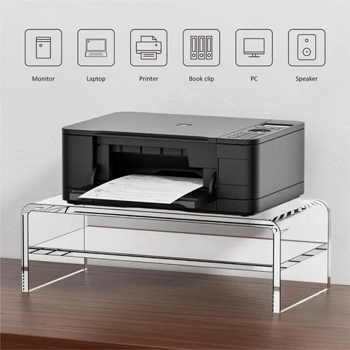 Miniatura 5 de Egchi Soporte Elevador de Monitor de Acrílico, Soporte Elevador de Monitor de Computadora Transparente de 2 Niveles para Oficina en Casa y Negocios