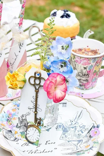 Miniatura 9 de Talking Tables Truly Alice - Platos desechables, 12 unidades, 7.3 pulgadas para fiesta de té o cumpleaños, color rosa