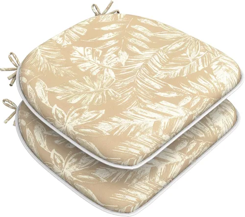 Miniatura 49 de DYTXIII Juego de 2 cojines para sillas de exterior con lazos, almohadillas repelentes al agua para sillas de patio de 17 x 16 pulgadas para muebles