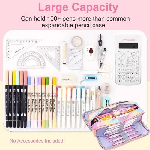 Miniatura 4 de Estuche grande para lápices, gran capacidad, estuche organizador de lápices de arco iris, bonita caja de lápices, bolsa para bolígrafos