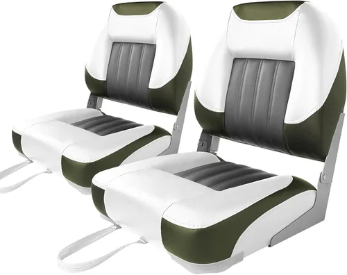 Miniatura 13 de XGEAR Asiento de barco de lujo con respaldo bajo/alto, asiento plegable para barco de pesca C-Bajo Espalda-Blanco/Carbón