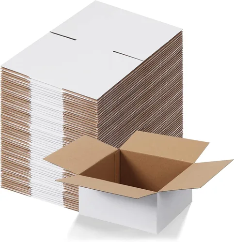 Miniatura 25 de Calenzana Juego de 40 Cajas de Envío 8x6x6, Caja de Cartón Corrugado Blanco para Envío, Embalaje de Regalos, Pequeña Empresa