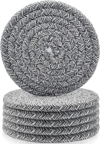 ABenkle Juego de 6 posavasos tejidos para bebidas, posavasos absorbentes bohemios, 4.3 pulgadas, regalo perfecto para inauguración de la casa,