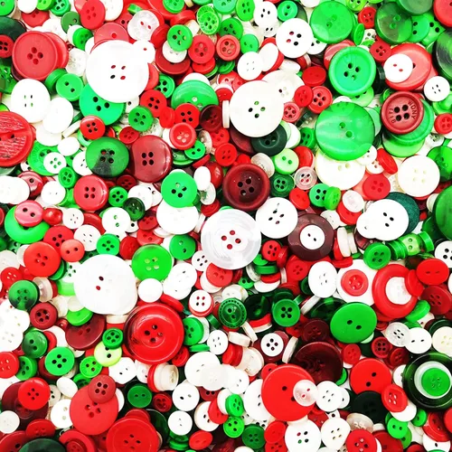 Miniatura 6 de 600-700Pcs Botones de Navidad para manualidades, surtidos en rojo, blanco y verde, botones de Navidad para costura, manualidades, decoración DIY