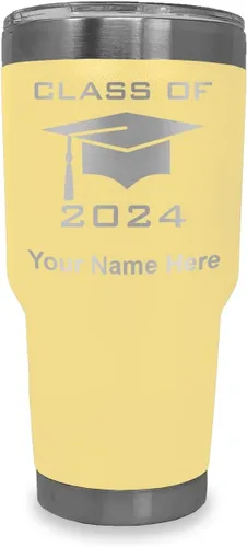 Miniatura 41 de LaserGram Vaso aislado al vacío de 20 onzas, grado de tapa clase de 2024, 2025, 2026, 2027, 2028, grabado personalizado incluido (negro)