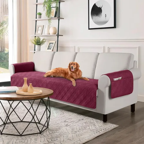 Miniatura 44 de TAOCOCO Fundas de sofá impermeables extragrandes para mascotas y perros con respaldo antideslizante, fundas para asientos de sofá con bolsillo
