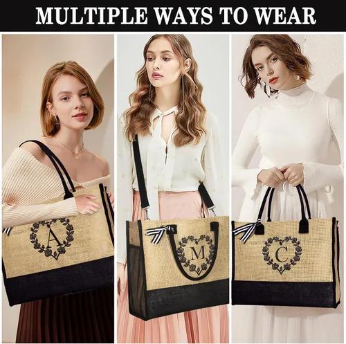 Miniatura 2 de Regalos personalizados para mujeres, regalos para el día de la madre, bolsa de playa inicial y bolsa de maquillaje, regalos de cumpleaños