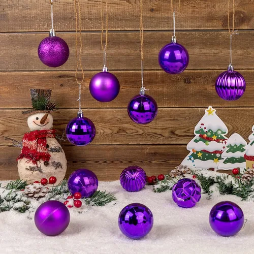 Miniatura 38 de AMS Esferas de Navidad de 2.36 pulgadas/60mm, 34 unidades, adornos grandes, decoraciones para fiestas, inastillables, colgantes festivos para Negro