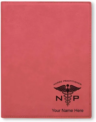 Miniatura 8 de Bloc de notas pequeño de 7 x 9 pulgadas, enfermera practicante NP, grabado personalizado incluido (negro con plata)