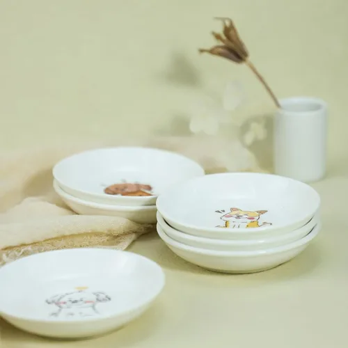 Miniatura 5 de Divertidos platos de cerámica con diseño de perros lindos de caricaturas, platos de condimentos, cuencos de salsa de soja para sushi, platos