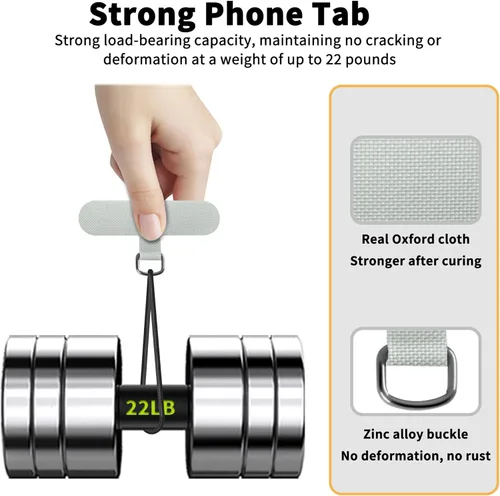 Miniatura 2 de TACOMEGE Phone Tether Tab for iPhone, Cell Phone Lanyard Patch, Phone Strap Replacement Part for All Full Phone Cases Gris claro