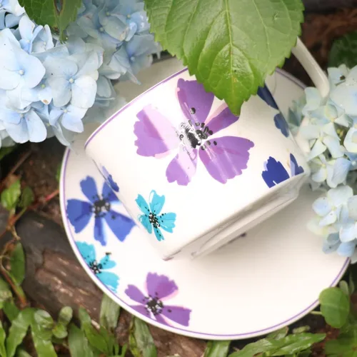 Miniatura 8 de GuangYang Juego de 6 tazas de té de 7 onzas, diseño de flores de color elegante