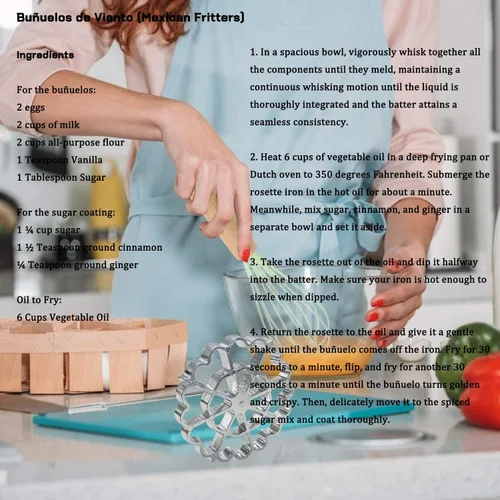 Miniatura 6 de Molde para Bunuelos con mango, juego de hierro timbal de roseta, moldes de aluminio para gofres con mango, anillo de pastel de embudo, Molde