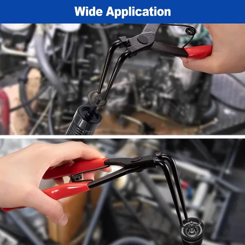 Miniatura 8 de Toolwiz Alicates de Anillo de Retención Resistentes, Anillo de Retención Interno Alicates de Clip Circlip C de 90 Grados para Camiones, Rojo