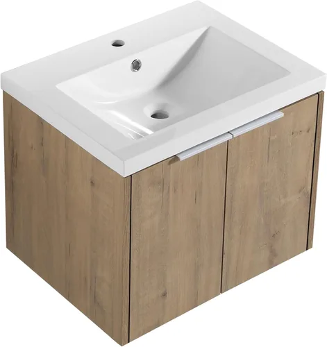 Miniatura 12 de LKTART Moderno flotador de 30 pulgadas para baño y lavabo, conjunto de tocador montado en la pared con puerta de cierre suave, juego de gabinete
