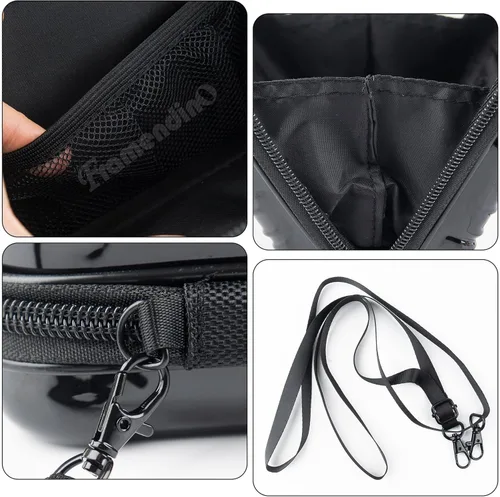 Miniatura 8 de Framendino, Estuche rígido negro para cosméticos, bolsa de transporte para artículos de tocador, mini maleta cruzada con cuerda de agarre