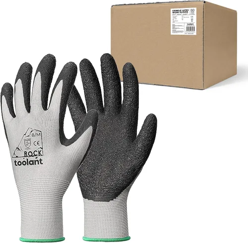 Miniatura 17 de toolant Guantes de trabajo de látex arrugado a granel, guantes de trabajo de seguridad con revestimiento de goma para hombres y mujeres, 12 pares