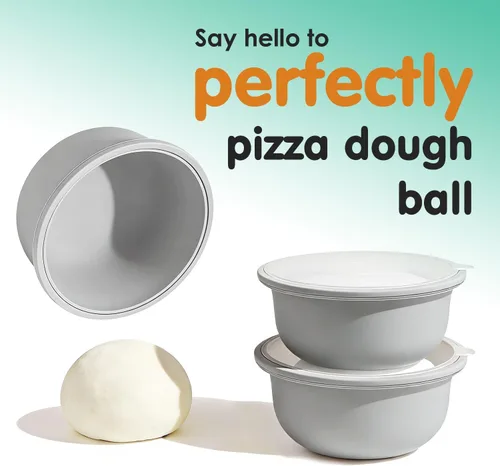 Miniatura 7 de 3 recipientes apilables de silicona para prueba de masa de pizza con tapas, caja a prueba de masa de pizza de 23.7 fl oz para la cocina del hogar