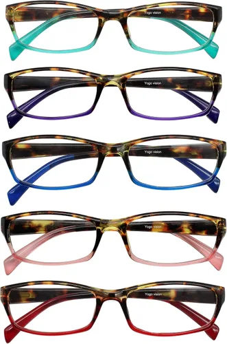 Miniatura 2 de Yogo Vision Reading Glasses 5 Pairs Fashion Ladies Quality Designed Spring Hinge Readers for Women