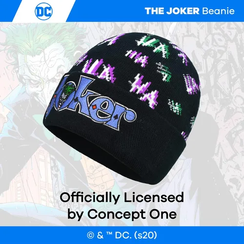 Miniatura 3 de Concept One Dc Comics The Joker Beanie Hat, Knitted Cuffed Winter Skull Cap