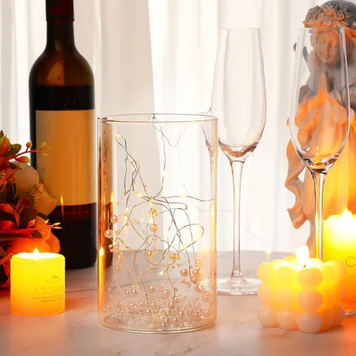 Miniatura 7 de Hicarer Cadena de perlas de 157 pies con 24 cuerdas para velas flotantes, perlas de imitación como relleno de jarrón, ideal para bodas, fiestas