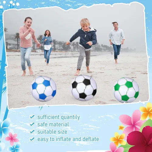 Miniatura 6 de Chivao Pelotas inflables de playa de fútbol de 16 pulgadas, bolas de playa a granel para fiestas de fútbol, juegos de piscina de verano