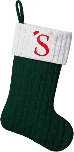 Miniatura 46 de Medias de Navidad personalizadas de 19 pulgadas con iniciales bordadas, medias de Navidad de punto negro para decoraciones de vacaciones familiares